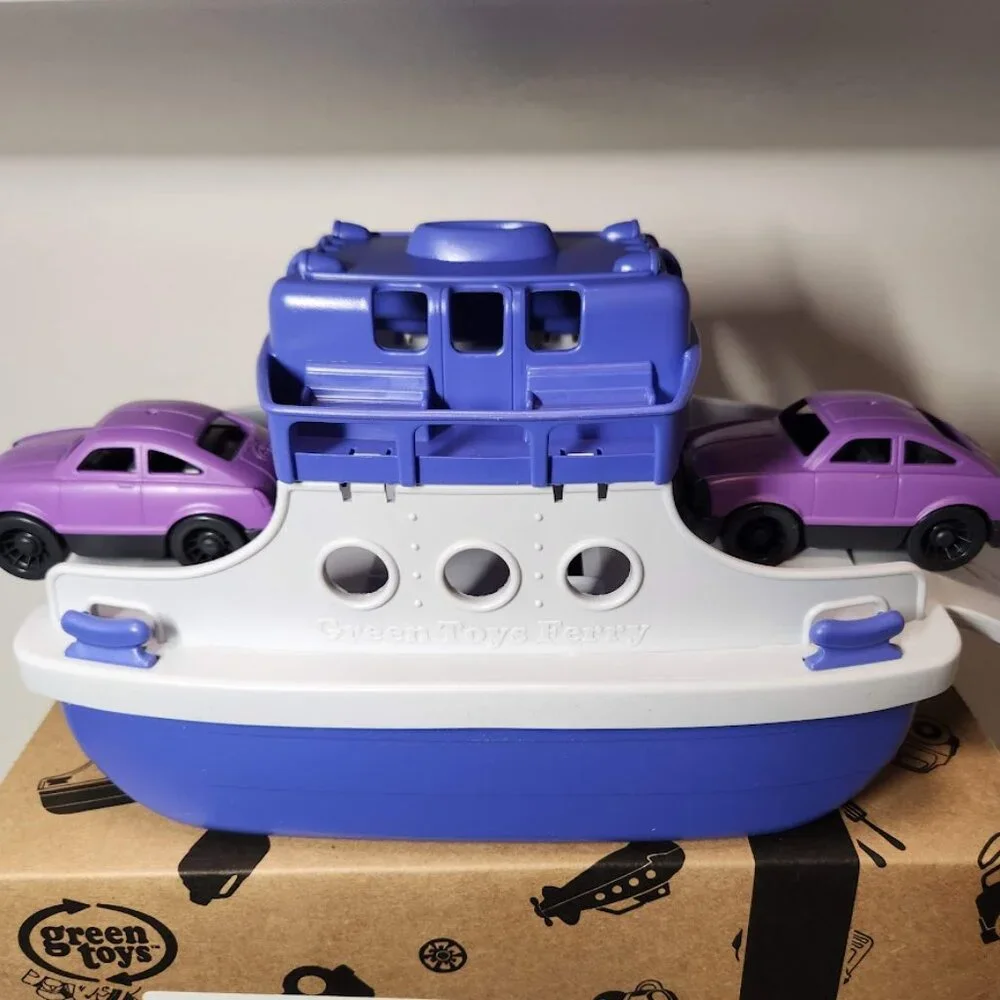 NEW Green Toys Ferry Boat Bath Tub Toys Water Toy with Cars Purple White Toy NEW